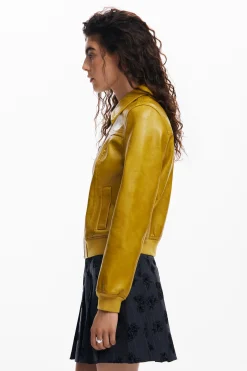 Casacões E Casacos<Desigual Jaqueta biker efeito couro