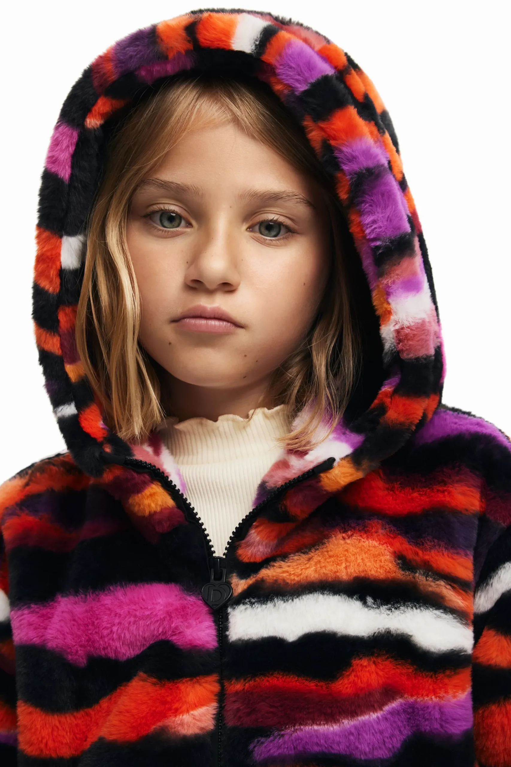 Casacões E Casacos<Desigual Jaqueta de pelo sintético com estampa animal multicolorida