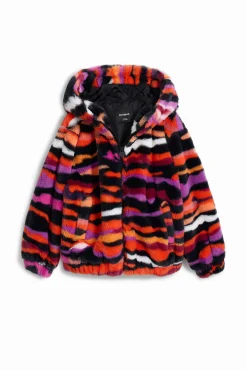 Casacões E Casacos<Desigual Jaqueta de pelo sintético com estampa animal multicolorida