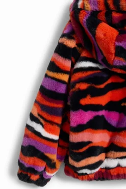 Casacões E Casacos<Desigual Jaqueta de pelo sintético com estampa animal multicolorida