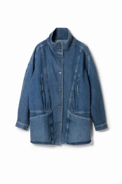 Casacões E Casacos<Desigual Jaqueta jeans com efeito listrado e decote em V.