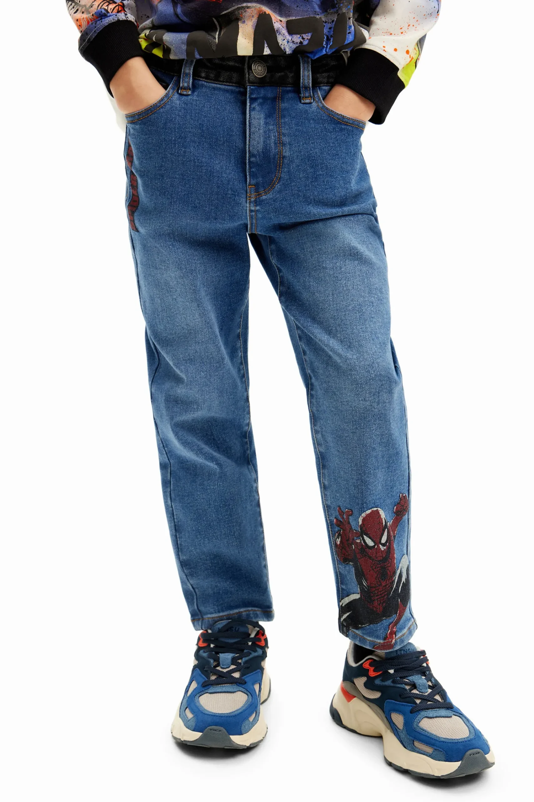 Calças E Jeans<Desigual Jeans bordado do Homem-Aranha