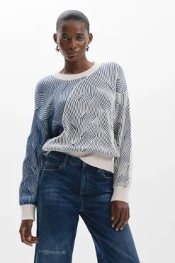 Roupa De Malha|Malha<Desigual Jersey de ponto bicolor