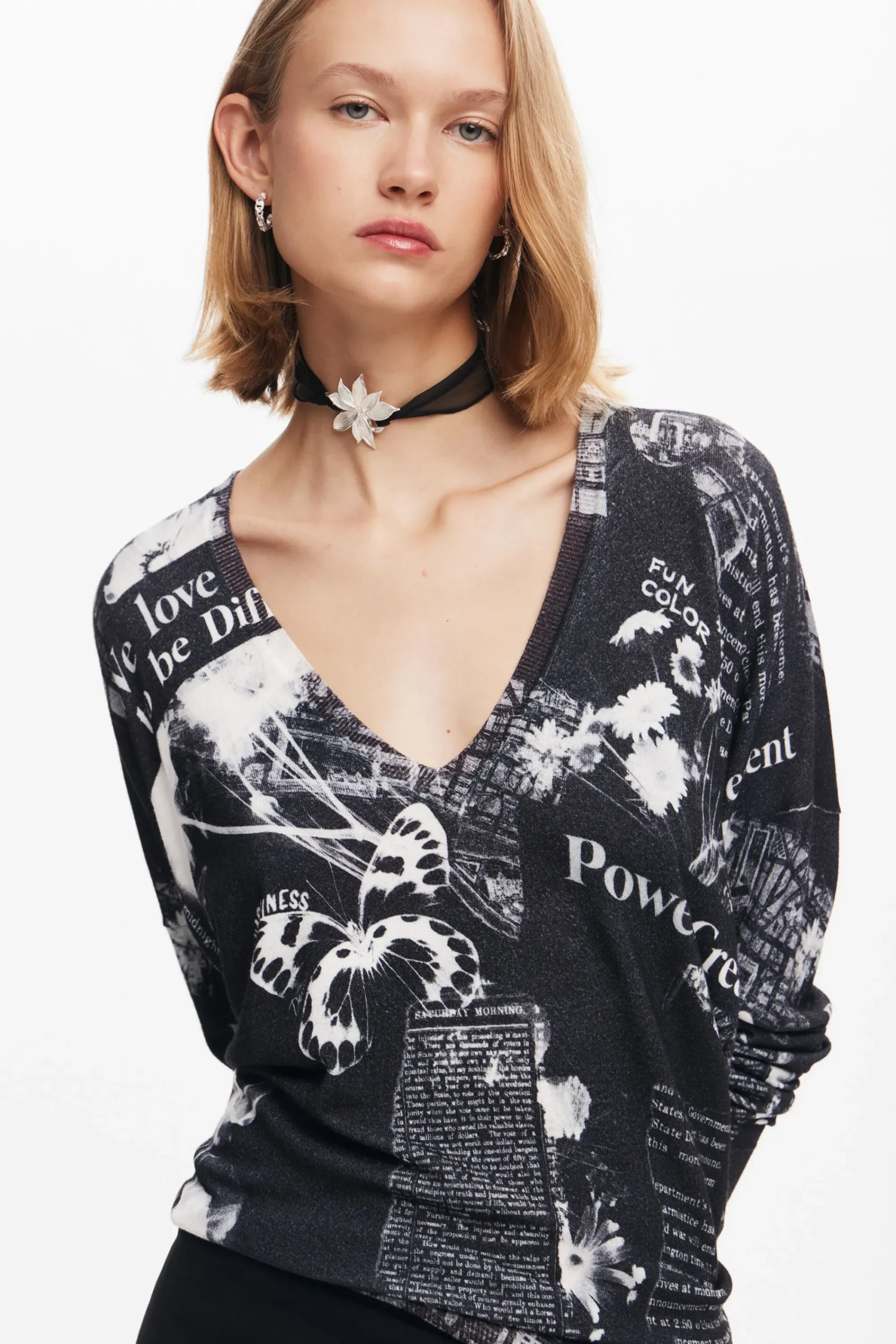 Roupa De Malha|Malha<Desigual Jersey estampado de jornal