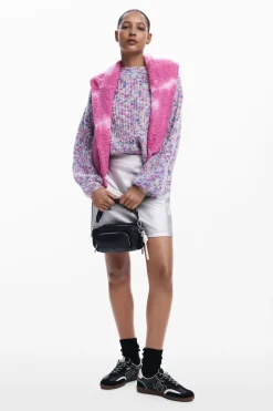 Saias E Shorts<Desigual Minifalda metalizada