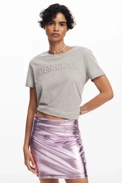 Saias E Shorts<Desigual Minifalda metalizada