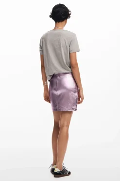 Saias E Shorts<Desigual Minifalda metalizada