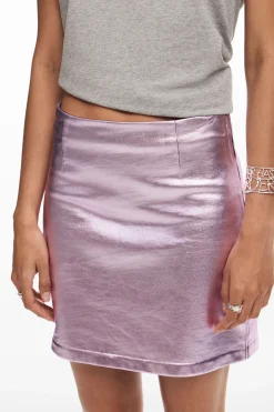 Saias E Shorts<Desigual Minifalda metalizada