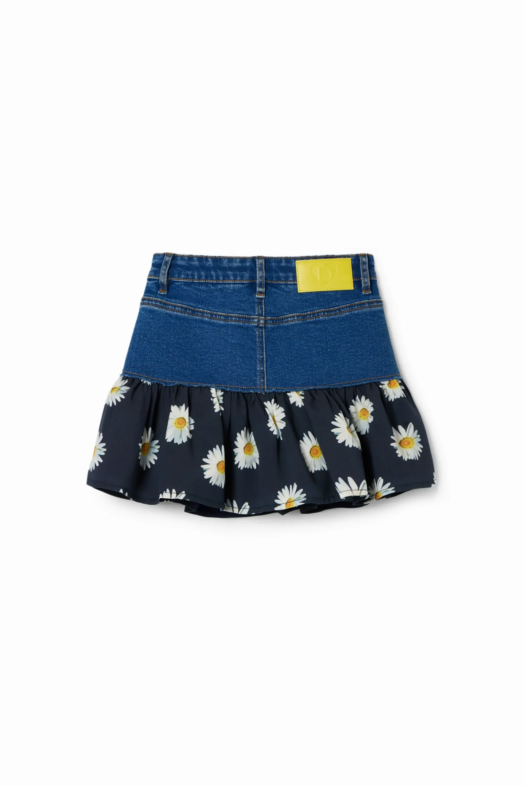 Saias E Calças<Desigual Minissaia de ganga folho margaridas