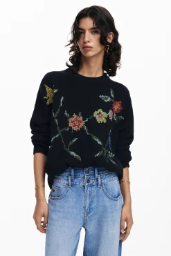 Roupa De Malha|Malha<Desigual Moletom bordado com flores