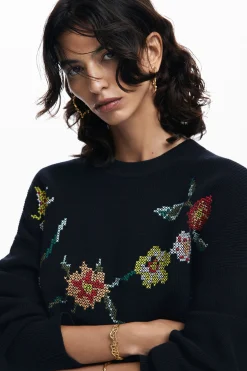 Roupa De Malha|Malha<Desigual Moletom bordado com flores