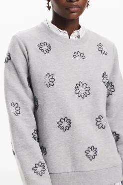 Malha<Desigual Moletom flores joia