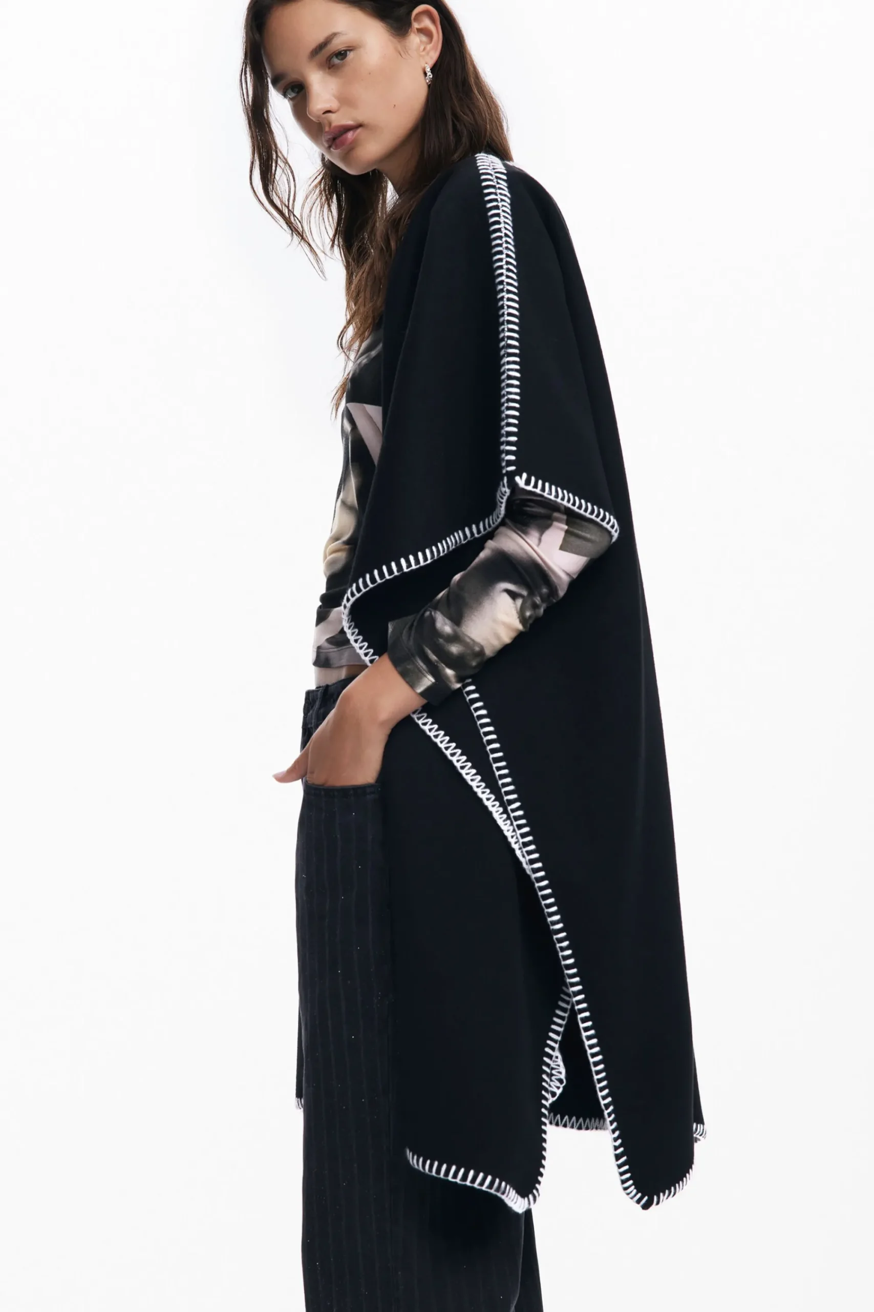 Écharpes E Cachecóis|Ponchos<Desigual Poncho com cachecol
