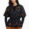 Écharpes E Cachecóis|Ponchos<Desigual Poncho com zíper e pétalas