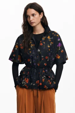 Écharpes E Cachecóis|Ponchos<Desigual Poncho com zíper e pétalas