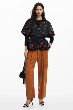 Écharpes E Cachecóis|Ponchos<Desigual Poncho com zíper e pétalas