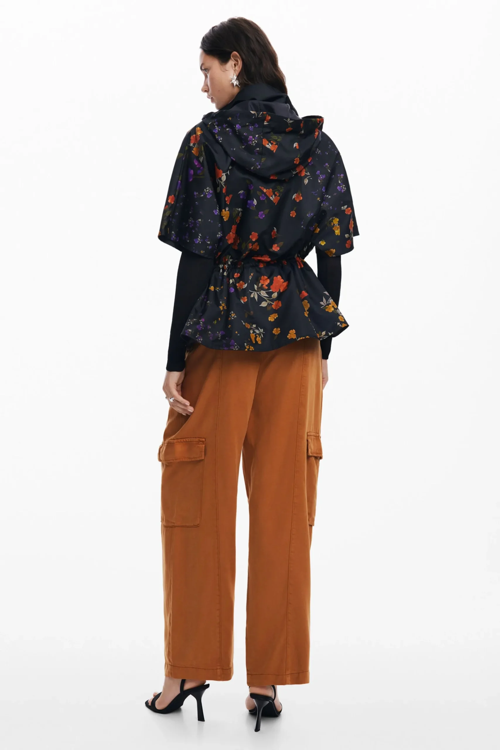 Écharpes E Cachecóis|Ponchos<Desigual Poncho com zíper e pétalas