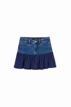 Saias E Calças<Desigual Saia de jeans com babados e pontos