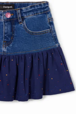 Saias E Calças<Desigual Saia de jeans com babados e pontos
