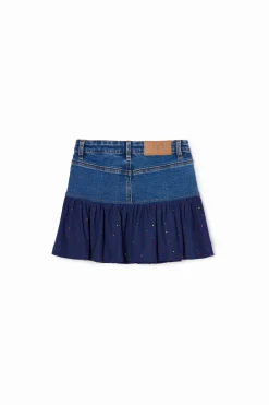 Saias E Calças<Desigual Saia de jeans com babados e pontos