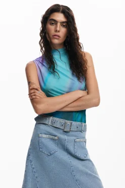 Saias E Shorts<Desigual Saia denim assimétrica