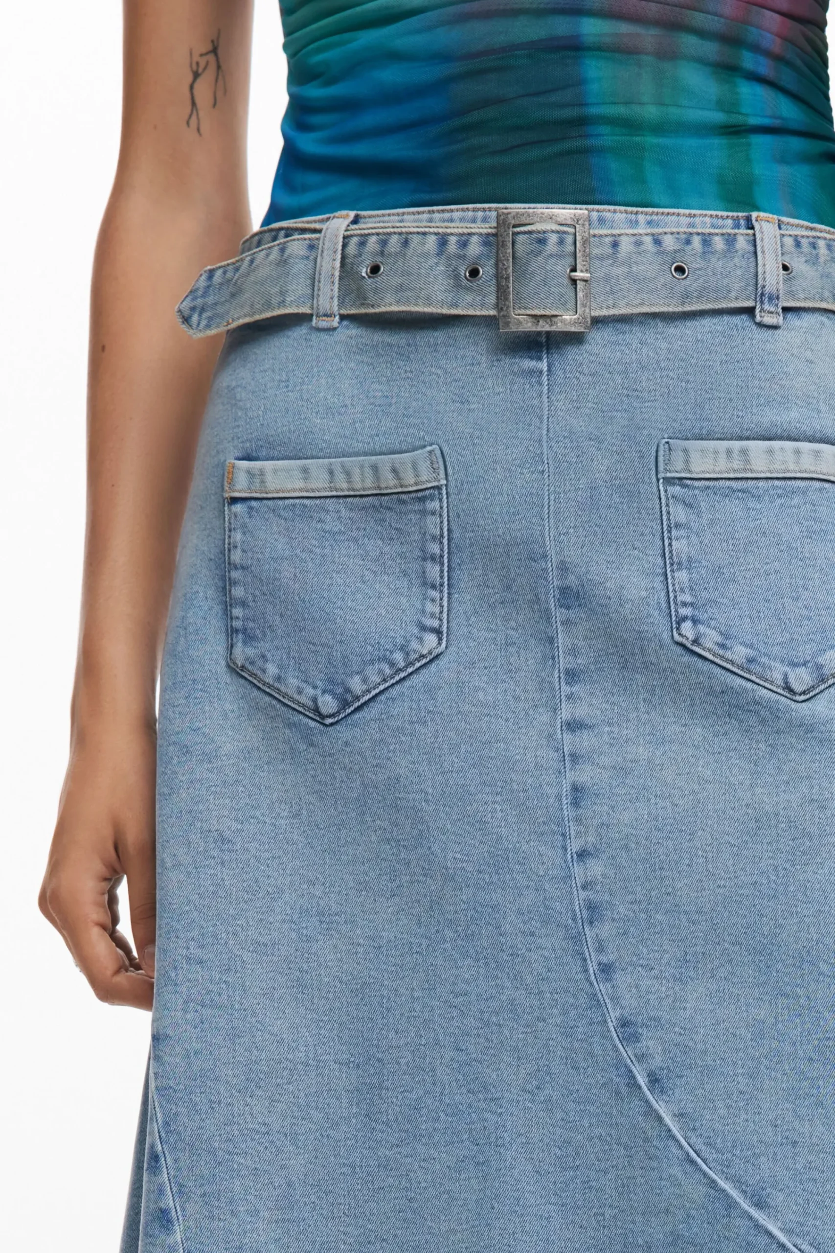 Saias E Shorts<Desigual Saia denim assimétrica