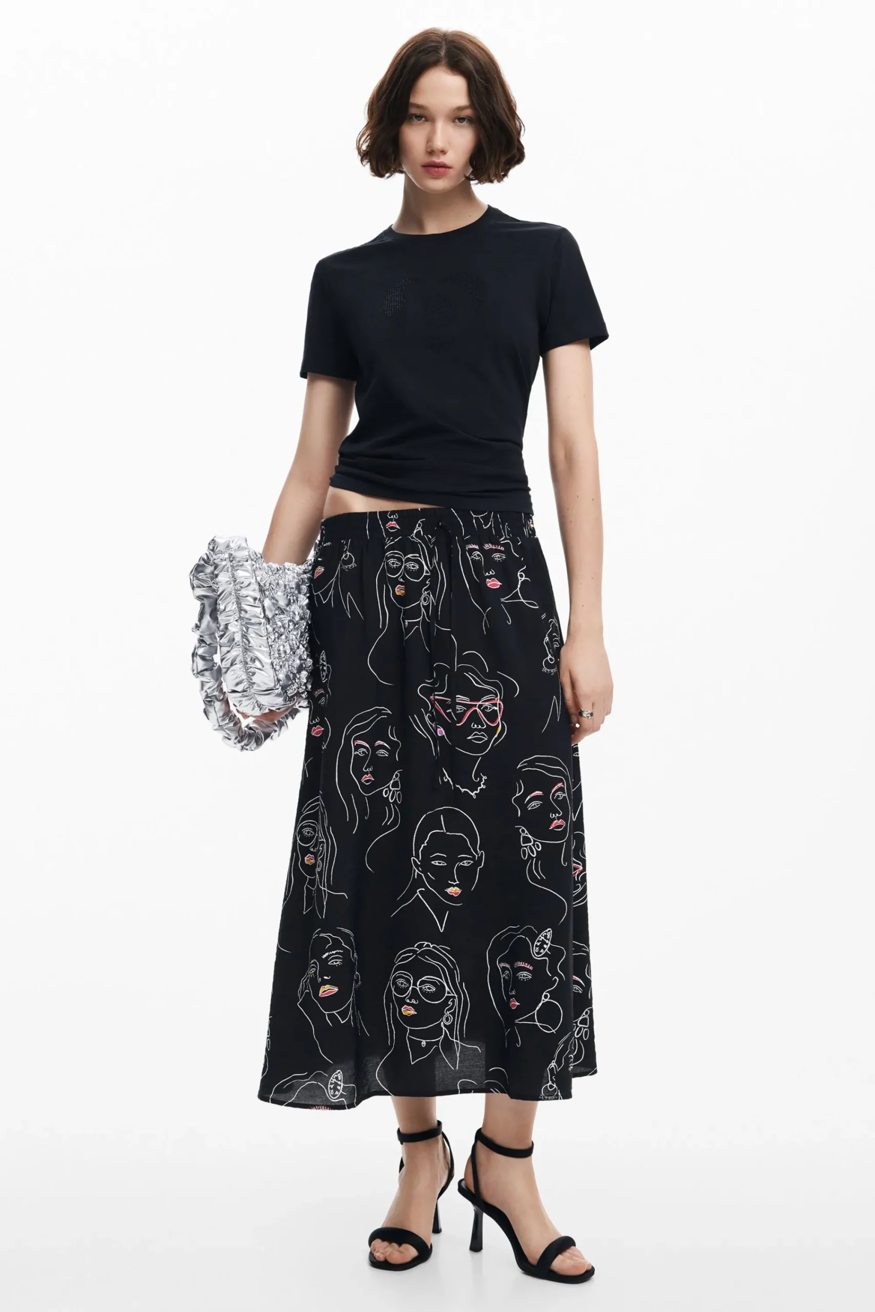 Saias E Shorts<Desigual Saia longa de caras