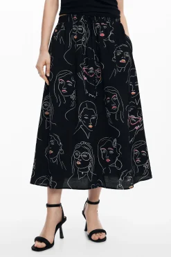 Saias E Shorts<Desigual Saia longa de caras