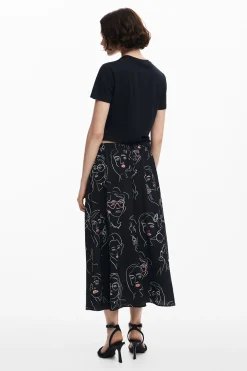 Saias E Shorts<Desigual Saia longa de caras