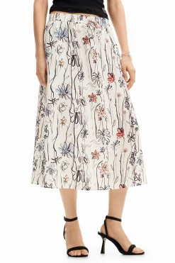 Saias E Shorts<Desigual Saia midi com flores ilustradas