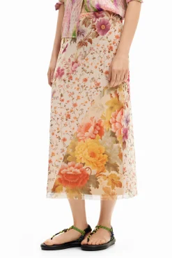 Saias E Shorts<Desigual Saia midi com patch floral