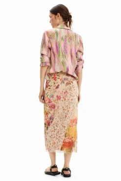 Saias E Shorts<Desigual Saia midi com patch floral
