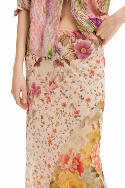 Saias E Shorts<Desigual Saia midi com patch floral