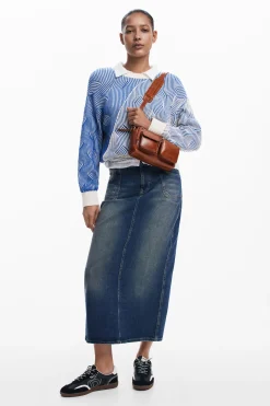 Saias E Shorts<Desigual Saia midi de denim