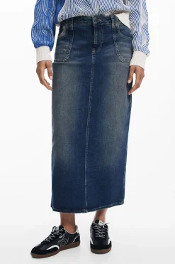 Saias E Shorts<Desigual Saia midi de denim