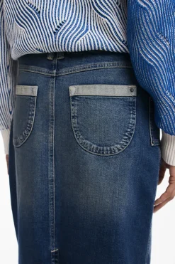 Saias E Shorts<Desigual Saia midi de denim