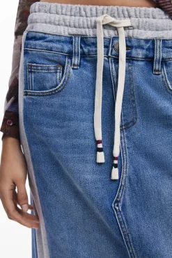 Saias E Shorts<Desigual Saia midi denim híbrida