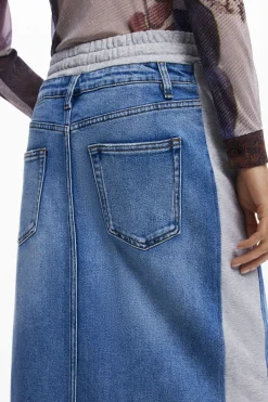 Saias E Shorts<Desigual Saia midi denim híbrida