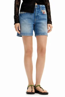 Saias E Shorts|Jeans<Desigual Shorts de denim bordados