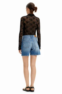 Saias E Shorts|Jeans<Desigual Shorts de denim bordados
