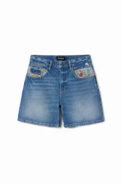Saias E Shorts|Jeans<Desigual Shorts de denim bordados