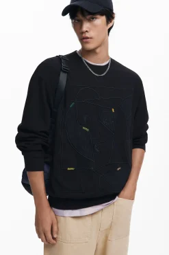 Malhas E Sweatshirts<Desigual Sudadera com bordados em contraste