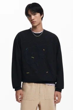 Malhas E Sweatshirts<Desigual Sudadera com bordados em contraste
