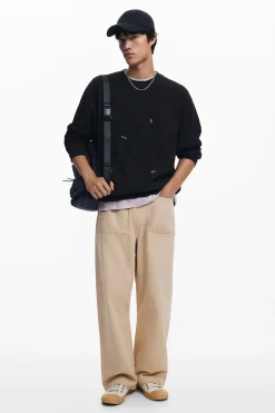 Malhas E Sweatshirts<Desigual Sudadera com bordados em contraste