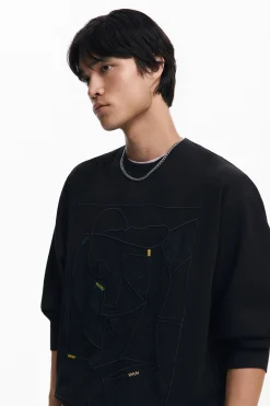 Malhas E Sweatshirts<Desigual Sudadera com bordados em contraste