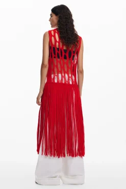 Roupa De Malha|Camisas E Blusas<Desigual Top vermelho com franjas