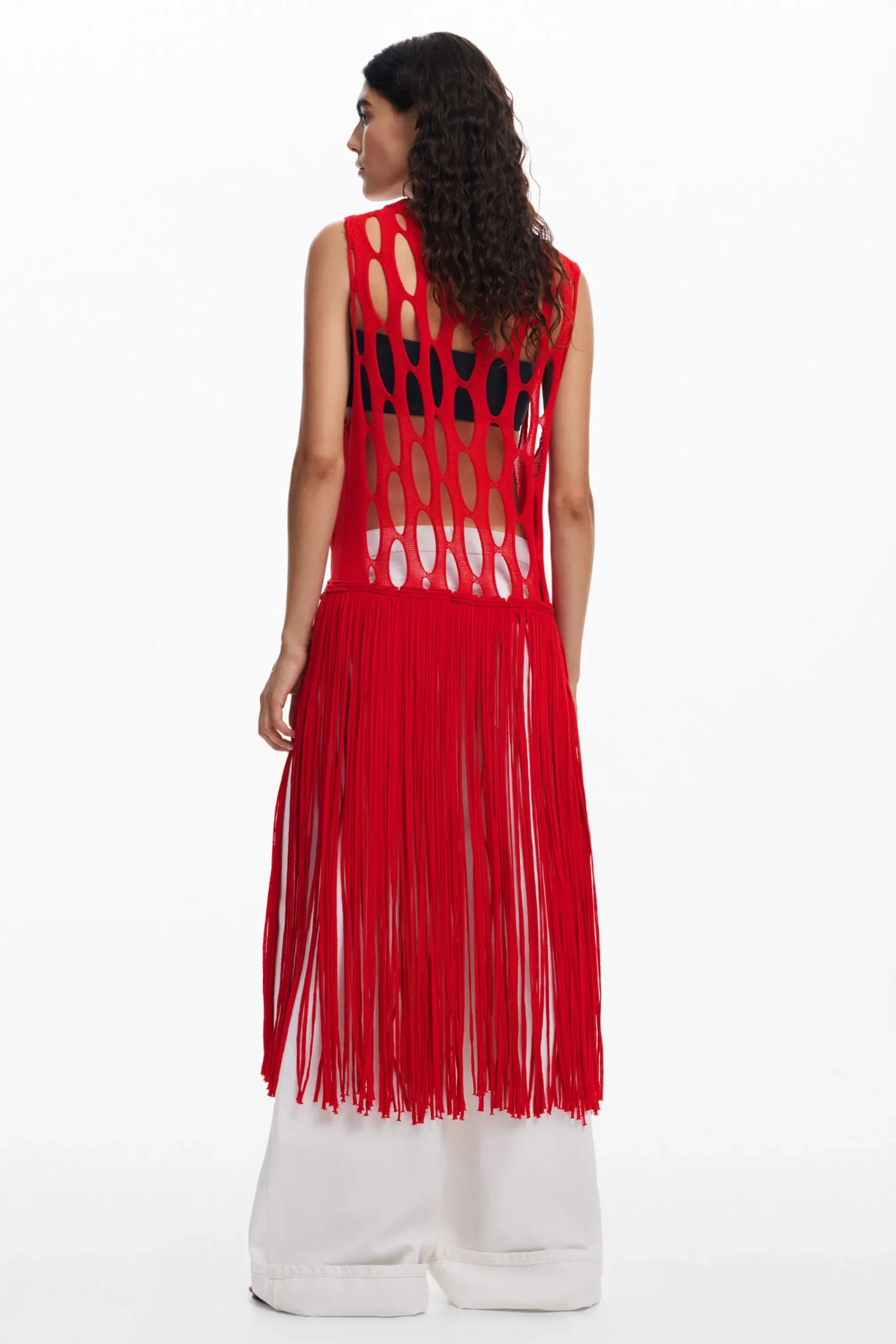 Roupa De Malha|Camisas E Blusas<Desigual Top vermelho com franjas