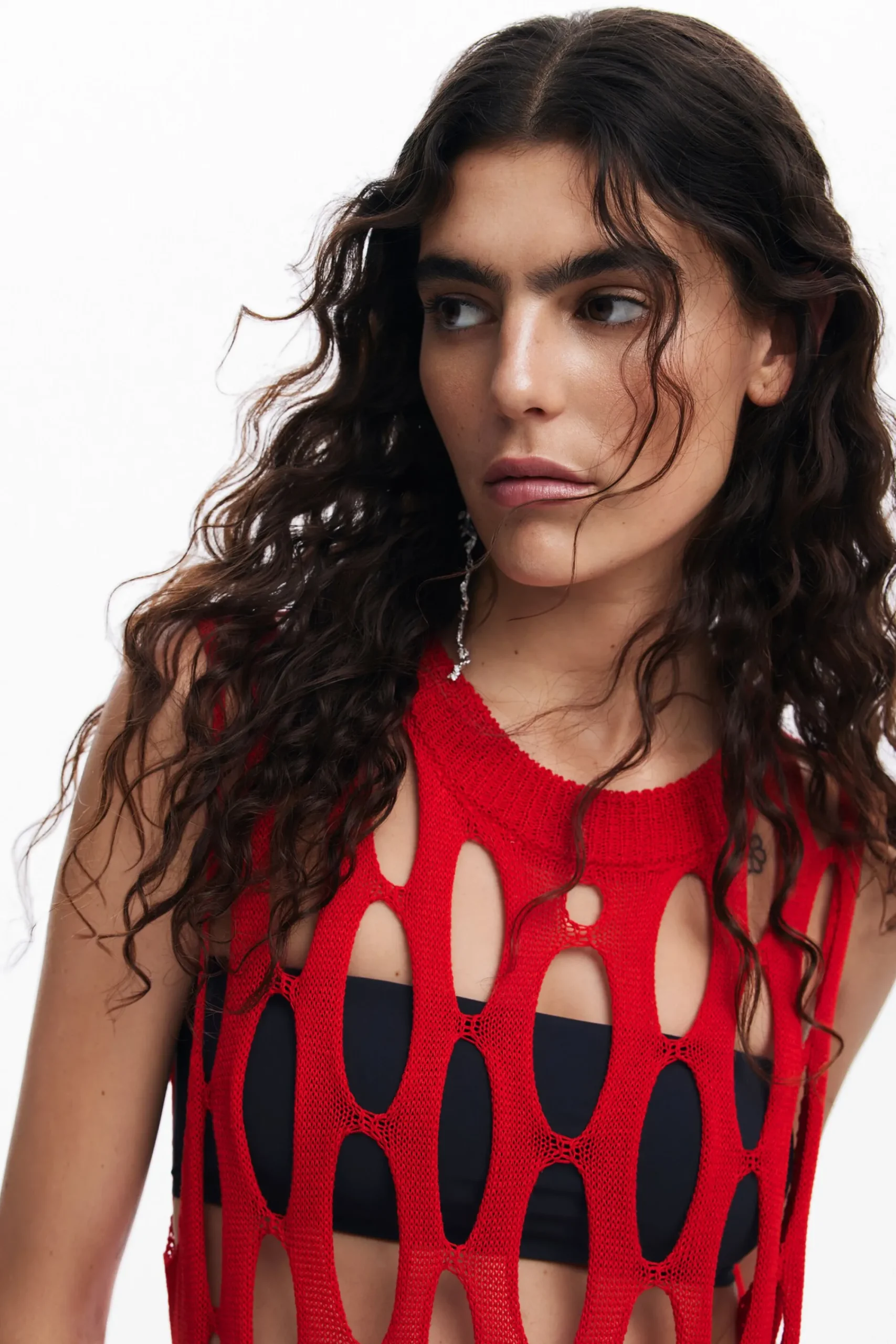 Roupa De Malha|Camisas E Blusas<Desigual Top vermelho com franjas