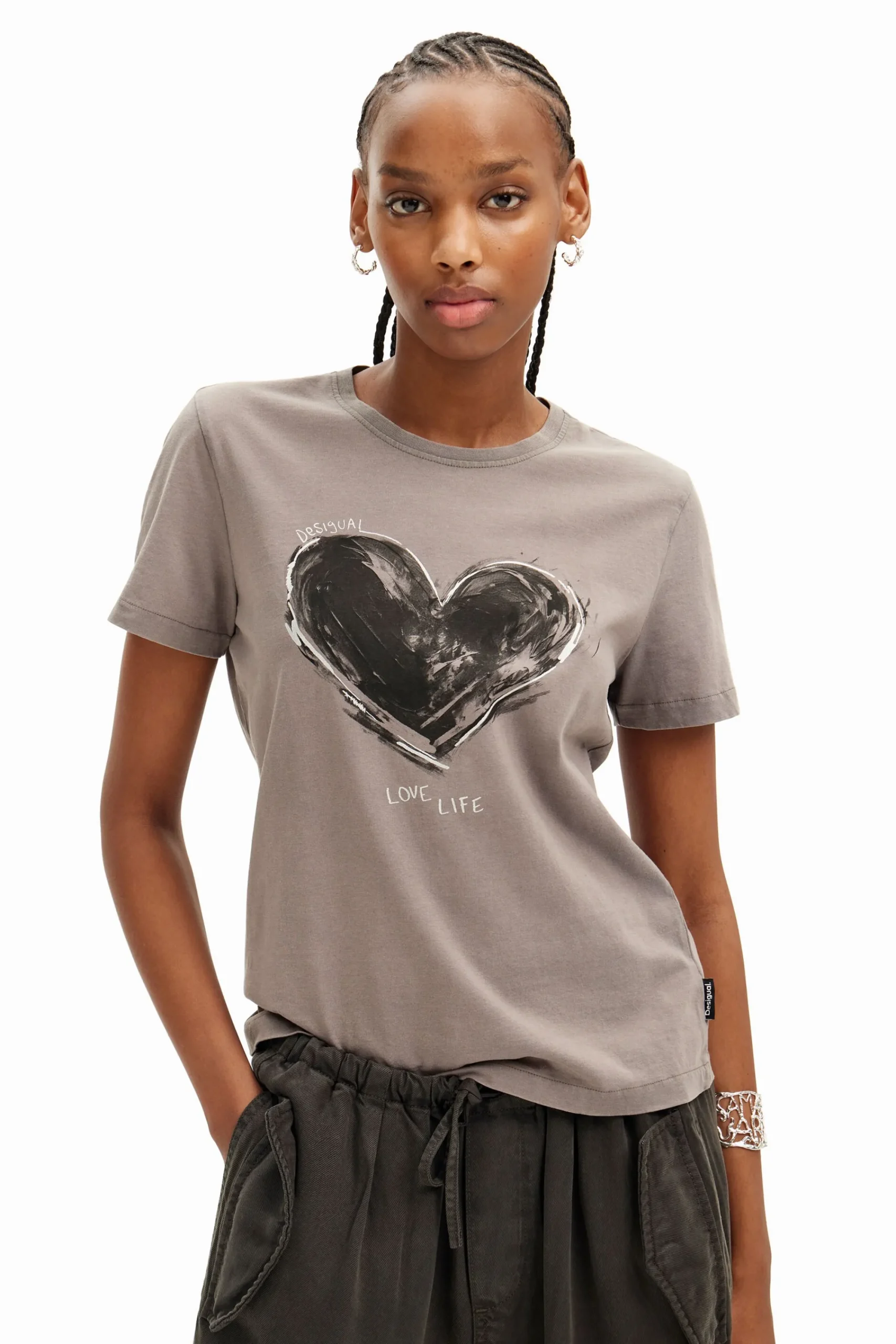 Camisas E Blusas|T-shirts<Desigual T-shirt básica coração
