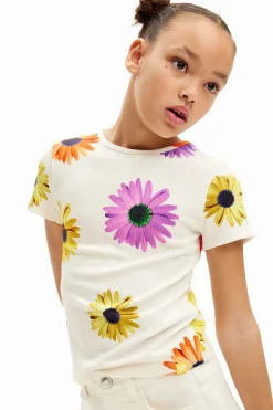 T-shirts E Camisas<Desigual T-shirt canelada margaridas